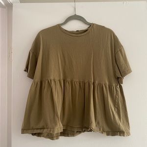 army green crop peplum top